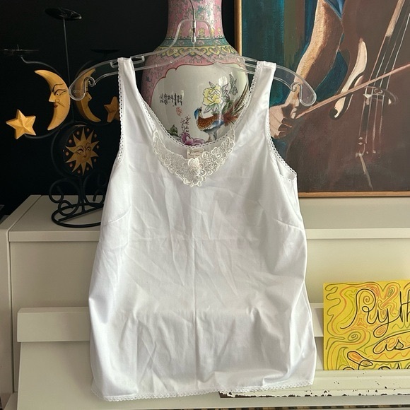 Vintage White Lace Trim Chemise 34 inch - Picture 6 of 14